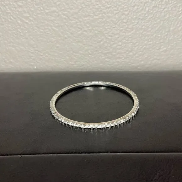 Diamond Bracelet Bangle Women’s Jewelry Silver Grey White Stone Costume… - Picture 3 of 8